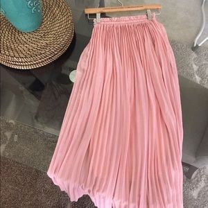 Baby Pink Chiffon Pleated Maxi Skirt