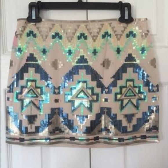 Express Sequin Aztec Skirt