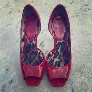 Red patent heels