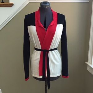 Red, white & black Liz Claiborne cardigan