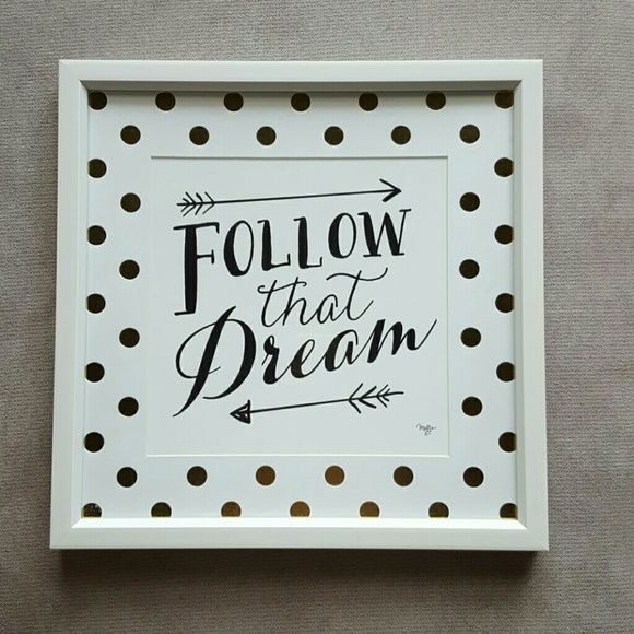 Other - SOLD Framed Gold Polka Dot Quote