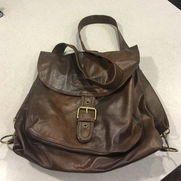 Brown Faux leather cross body bag/backpack