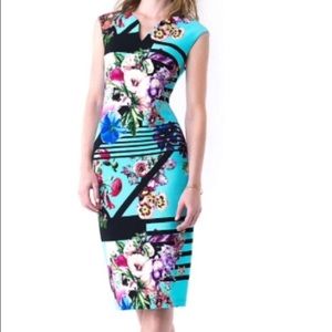 Stretchy Blue Floral Dress