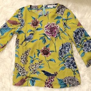 Boden Silk Sulphur Botanical "Eliza" Top