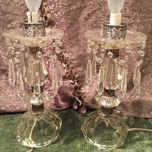 Antique Boudoir Crystal Lamps Vintage Home Decor