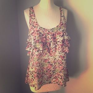 Express large floral sleeveless work top
