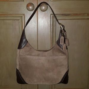 Genuine suede/leather coach shoulder bag