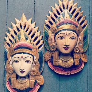 Antique Indonesian Masks Bohemian Decor Vintage