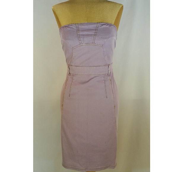 New ASOS lilac strapless stretch denim dress
