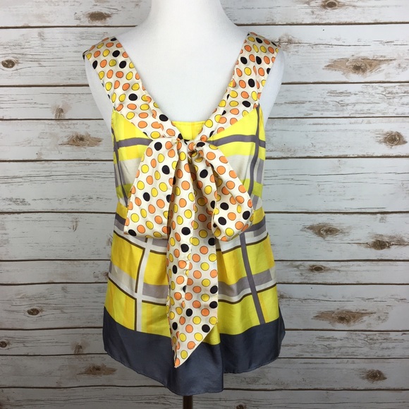Anthropologie Tops - [Anthropologie] Lil Plaid & Dot Silk Top Tank Chic