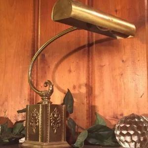 Ornate Antique piano Desk Lamp Vintage Brass