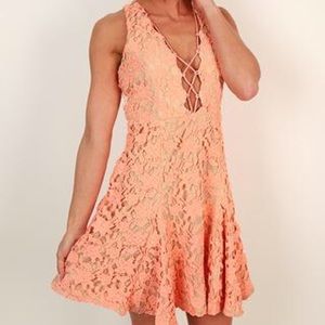 Impressions boutique neon peach dress - worn once!