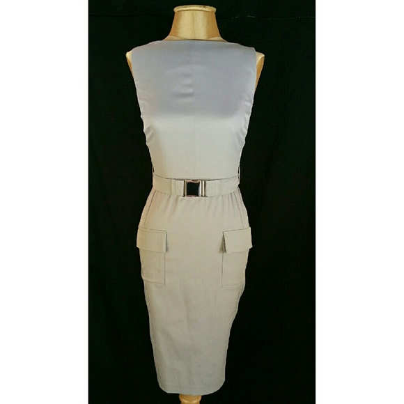 New ASOS grey pencil dress with belt sz 2