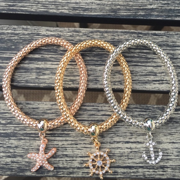 Popcorn Triple Bracelet Anchor Charms - Picture 2 of 4