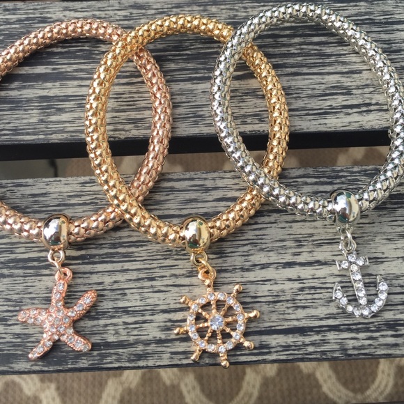 Popcorn Triple Bracelet Anchor Charms - Picture 3 of 4