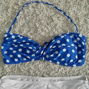 Blue and white bikini top