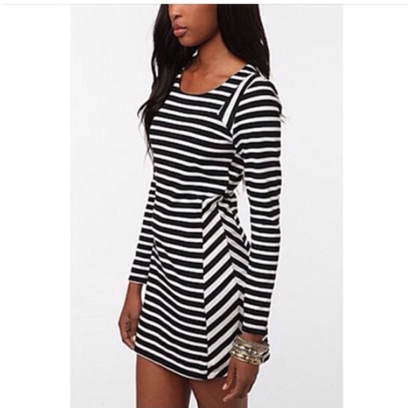Lucca Couture Black & White Striped Bodycon Dress