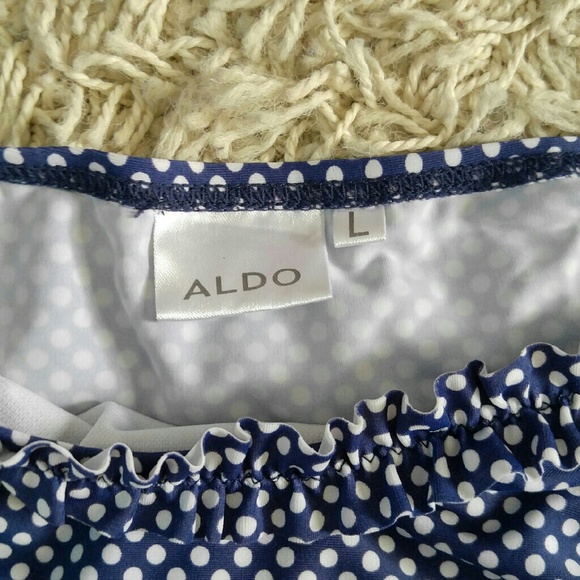 Navy & white bikini top and bottom - Picture 3 of 3