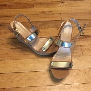 Platform Wedges with Gold Mirror Strap Detail