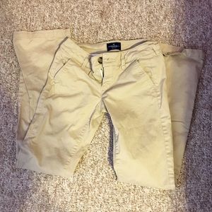 American Eagle Kick Boot Stretch Tan Pants - 0