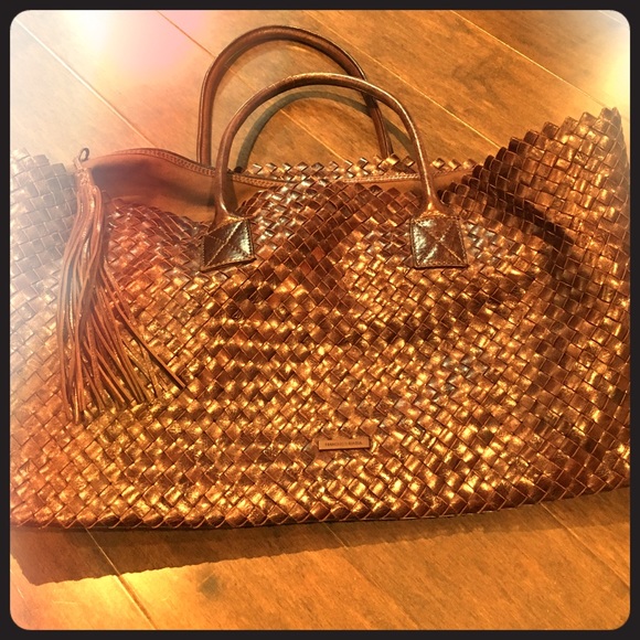 Francesco Biasia leather woven tote