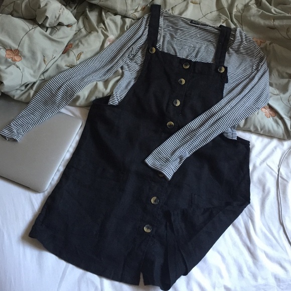 Black overall dress