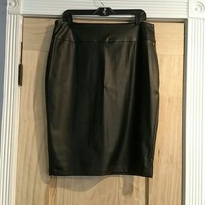 Faux leather skirt.