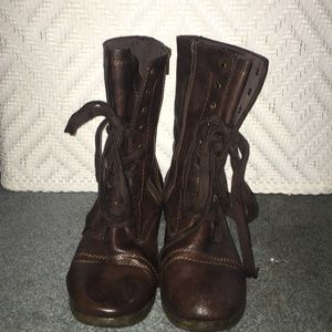 Mossimo Lace/zip combat Boots Brown sz9
