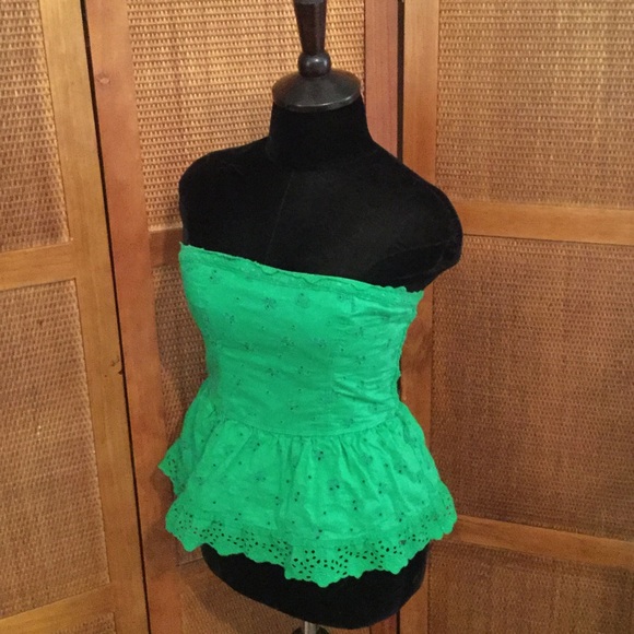 Abercrombie & Fitch Tops - Sexy Green Eyelet Peplum Top