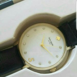 Kate Spade Monogram Watch "S" Black Leather Straps