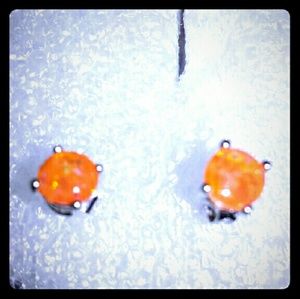 New Orange Fire Opal Stud Earrings