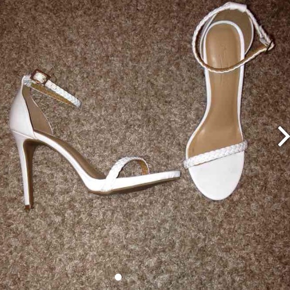 Never worn white braided heels