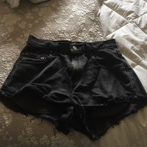 Levi's high-waisted black denim shorts