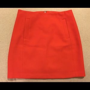 Orange Midi Pencil Skirt with Pockets