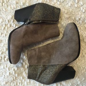 Vince Camuto Urban Grey Glitter Suede Booties