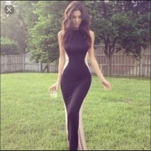 Guess Tan and Black Color Block Maxi Dress Size XS