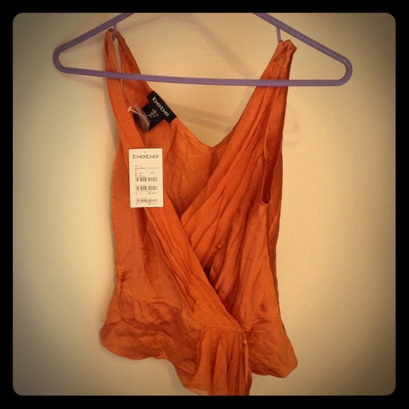 Bebe drawstring crossover tank blouse XS