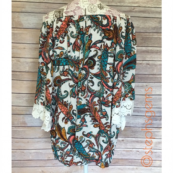 Boho Blouse w/ Lace - Picture 2 of 4