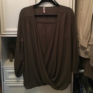Army Green 3/4 Length Blouse