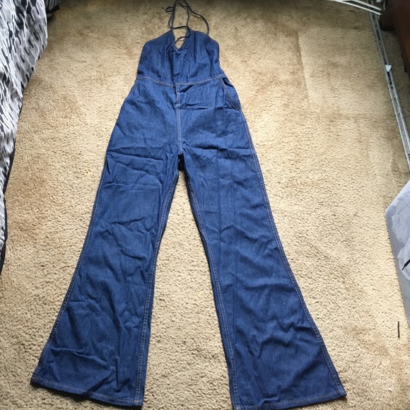 Open Back Flared Denim Jumper