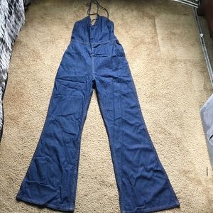 Open Back Flared Denim Jumper