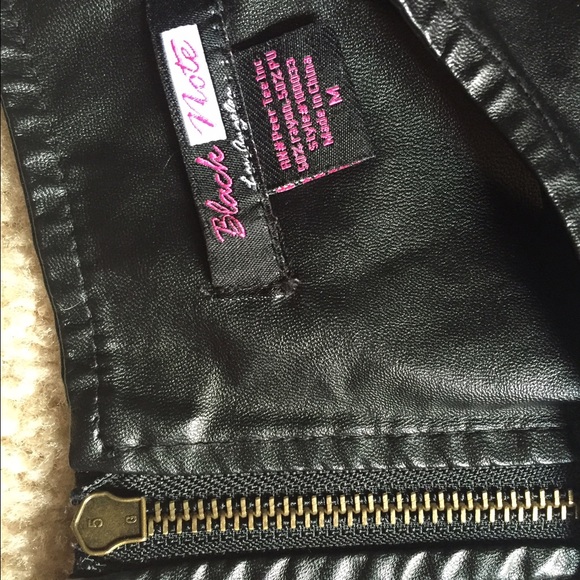 Black Leather Peplum Top - Picture 3 of 4