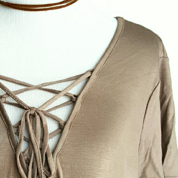 ONE LEFT!  Lace Up Mocha Maxi Dress - Picture 4 of 4