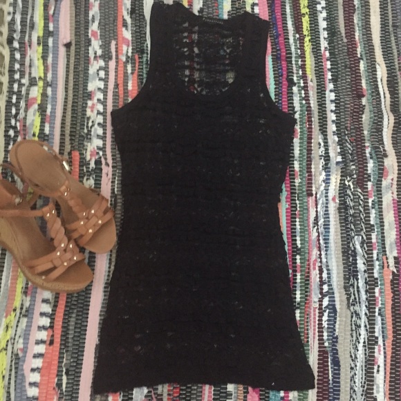 Black Ruffled Lace Tanktop
