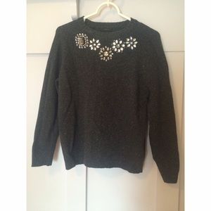 J.Crew crew neck sweater with beaded embellishment