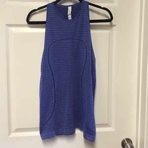 Blue striped Lululemon Swiftly tank