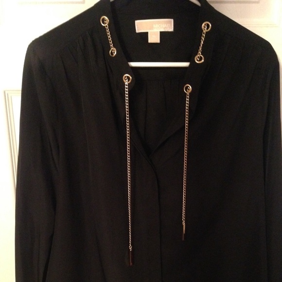 Michael Kors long sleeve blouse with gold accents