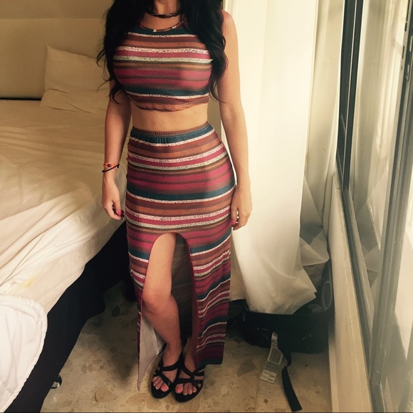 Cute Two Piece Crop Top and Skirt