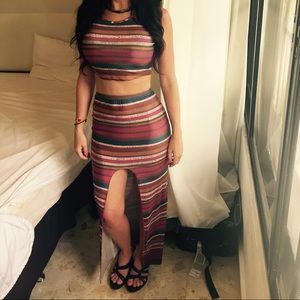 Cute Two Piece Crop Top and Skirt