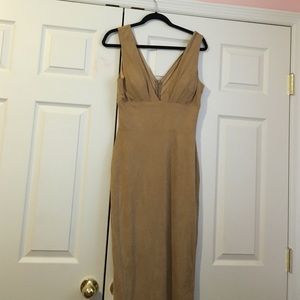 Faux suade v-cut midi dress